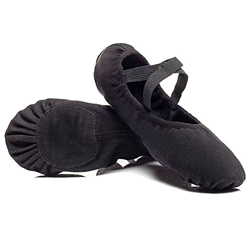 Ballettschuhe Damen Geteilte Ledersohle Ballettschläppchen Mädchen Lycra Ballett Trainings Schläppchen Tanzschuhe Frauen Spitzenschuhe Schwarz 38