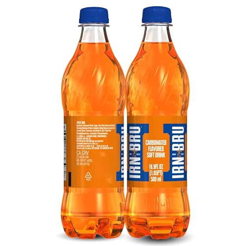 Image of IRN-BRU Original Scottish Sparkling Soda, Citrus Flavored Carbonated Drink - Sparkling Flavored Soft Drink, 32 Flavor Recipe, 16.9 fl oz Bottles, Pack of 12