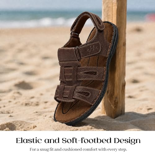 Image of OKKO Mens Leather Sandals Open Toe Athletic Fisherman Sandal Casual Summer Outdoor Shoes for Men