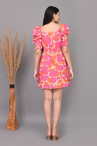 Image of IQRAAR Womens Rayon Printed Fit & Flared One Piece Dress
