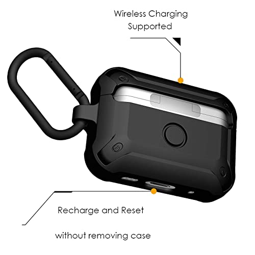 Image of Aulumu A19 AirPods Pro Case [2nd /1st Generation] with Lock | Full-Body Protective Tough Cover with Keychain | Compatible with Apple Airpods Pro(2022 /2019) Case | for Men Women, Cool Black