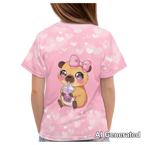 Image of Xhuibop Kids Tshirts Girls Boys 3-16 Years Summer Clothes for Teens Loose Fitting Tops