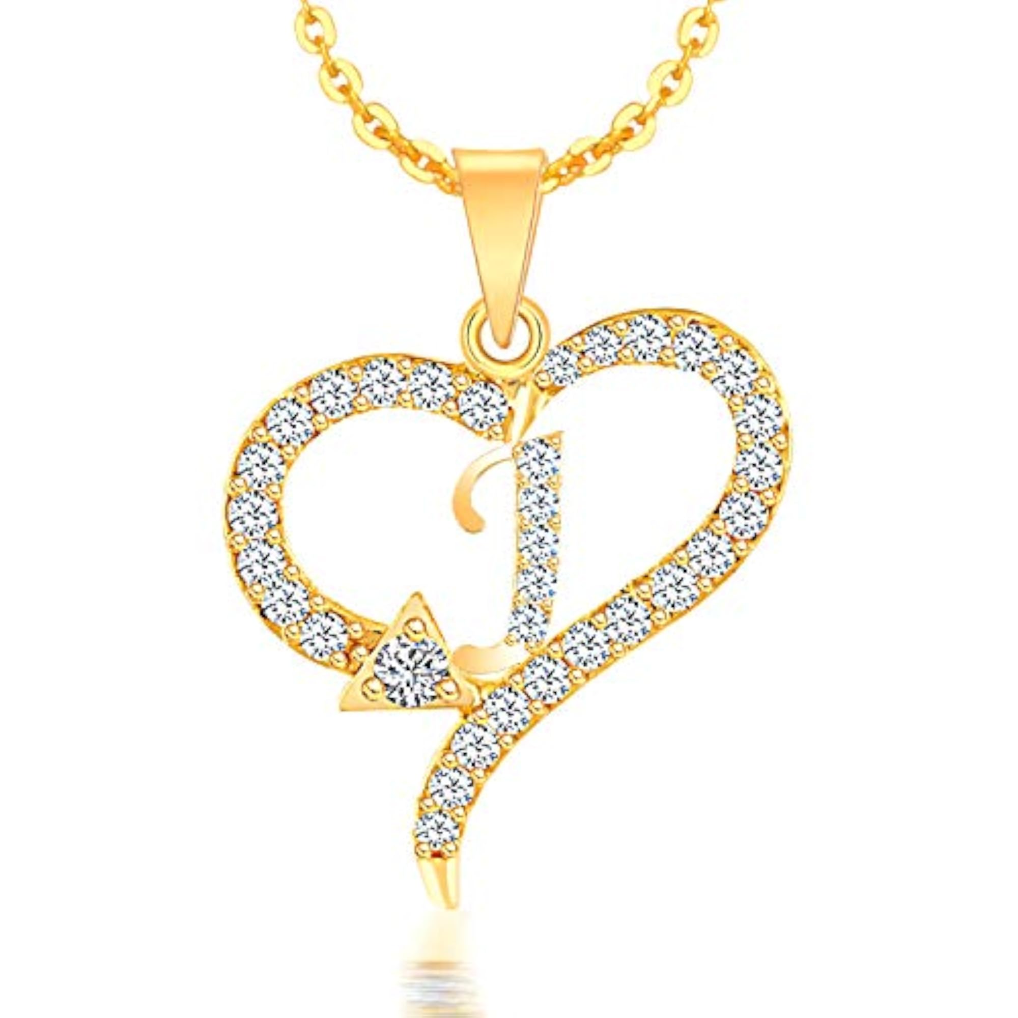 Gold-Plated Spade Shape J Letter Pendant Necklace, Valentine Gift
