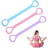 3 Pcs Figure 8 Resistance Band with Handles Elastic Bands for Working Out Arm Back Shoulder Training Elastic Ropes Exercise Equipment for Yoga Pilates Physical Stretching Chest Expander