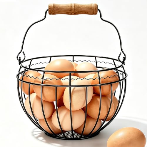 Vintage Wire Egg Basket with Handle (Black)