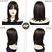 GNIMEGIL 16 Inch Medium Shoulder Length Dark Brown Wig with Bangs Natural Short Straight Hair Bobs Full Wigs For Women Drag Queen Wig Heat Resistant Synthetic Hair