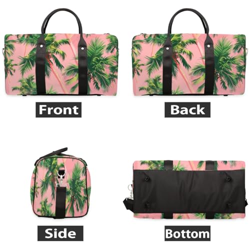 Travel Duffle Bag Palm Trees Themed Foldable Travel Bags for Men Women, 17 Inch Gym Bag Workout Bag Carry on Weekender Overnight Bag for Gym Travel2