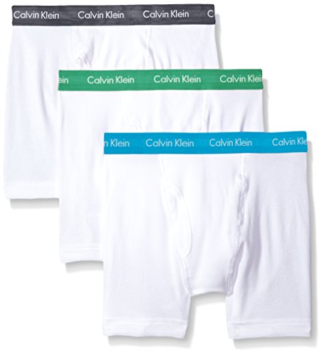 Calvin Klein Men's Underwear Cotton Classics Boxer Briefs (Pack of 3), White/Mistral/Adriatic Sea/Impulsive, X-Large