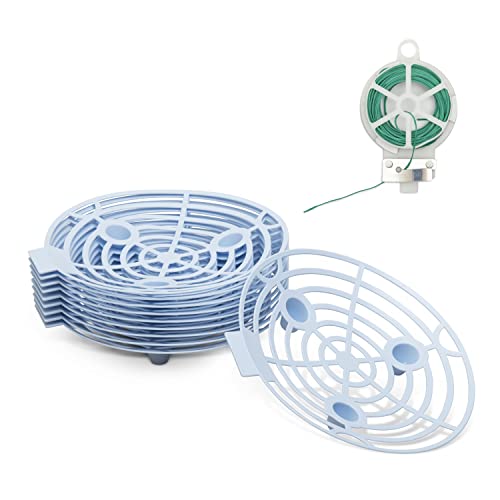Venmark Melon Cradle 10 Pack - Blue, Lightweight, and Reusable Plastic Melon Support for Fruits and Vegetables - Complete with Garden Plant Tie Dispenser