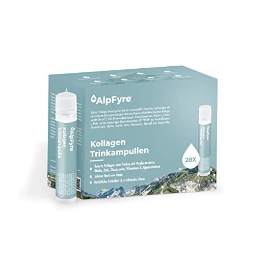 AlpFyre Kollagen Ampuller 28x 25ml Anti Aging Collagen Peptides med Hyaluronsyra Biotin Vitamin C Zink Glukosamin Hudvård mot Rynkor för Vacker Hud