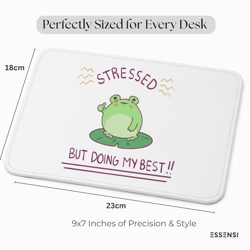Image of Mouse Pad for Laptop & Desktop | 9x7 Inch Anti-Fray Stitched Edges | Non-Slip Rubber Base | Desk Setup Accessory for Students, Gamers & Professionals (Stressed)