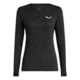 salewa puez dry w l/s tee maglietta da escursionismo, black out melange, s donna