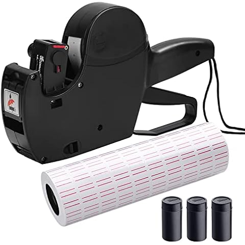 Hommtina MX-5500 8 Digits Price Tag Gun with 5000 White Sticker Labels and 3 Extra Inker, Price Gun with Labels Kit, Label Maker Pricing Gun Kit, Numerical Tag Gun for Office, Grocery Store Marking Cover