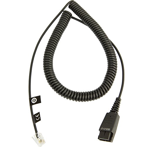 Jabra Quick Disconnect (QD) to Modular (RJ) Coiled Bottom Cord, 2 Meter 8800-01-01