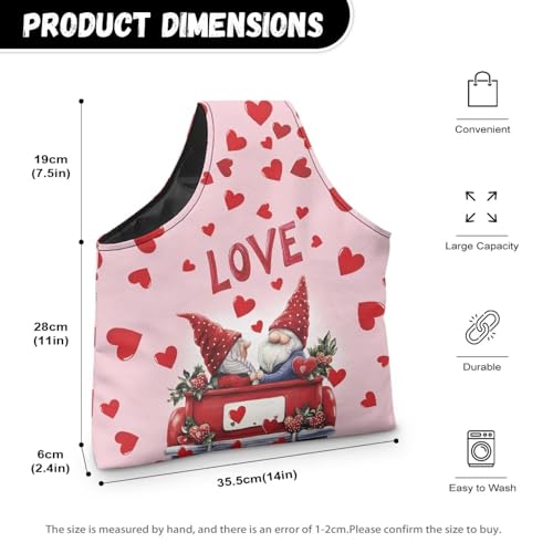 Image of KUIFORTI Love Heart Yarn Bag Crochet Tote Bag Gnome Yarn Storage Organizer Valentines Day Travel Wrist Tote Comfortable for Crocheting Lightweight for Knitting Accessories Gifts