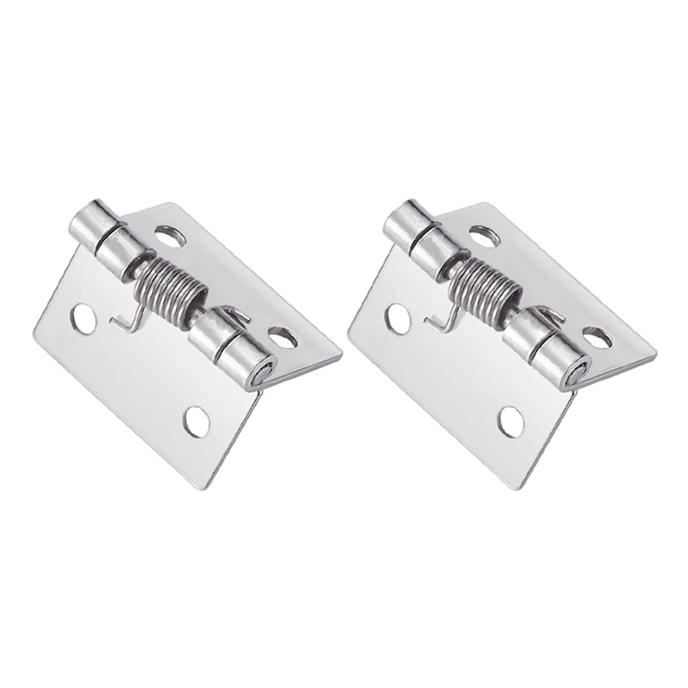 Spring Hinge Self Opening 2Pcs Stainless Steel Door Hinges, Automatic Opening Hinges for Invisible Doors, Opening Spring Hinges, 51×66×2MM