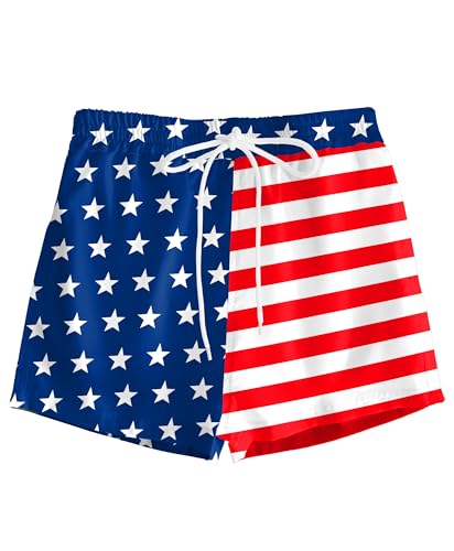 AOBUTE Kid July 4th Shorts Quick Dry Hawaiian No Liner Swim Trunk with Pockets 5-14 Years