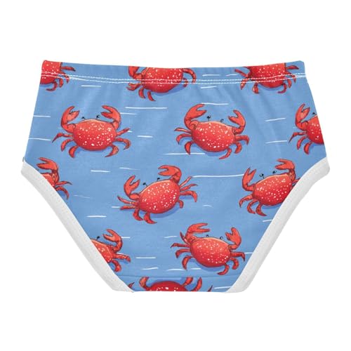 Wusikd Cute Red Crabs Girls' Underwear Cotton Blue Girls Briefs Soft Toddler Underwear 2T2
