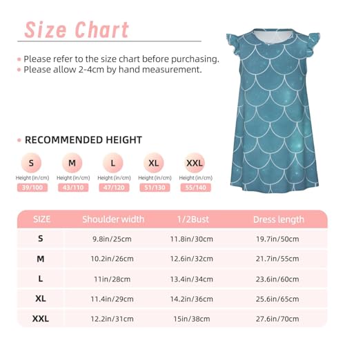 Augenstern Flutter Sleeve Nightgown Pajama Gown Blue Fish Scales Easy Pull-On Sleepwear Nightdress3