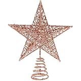 20cm CHRISTMAS Tree Iron Star Topper Glittering CHRISTMAS Tree Decoration Ornaments (Rose Gold)