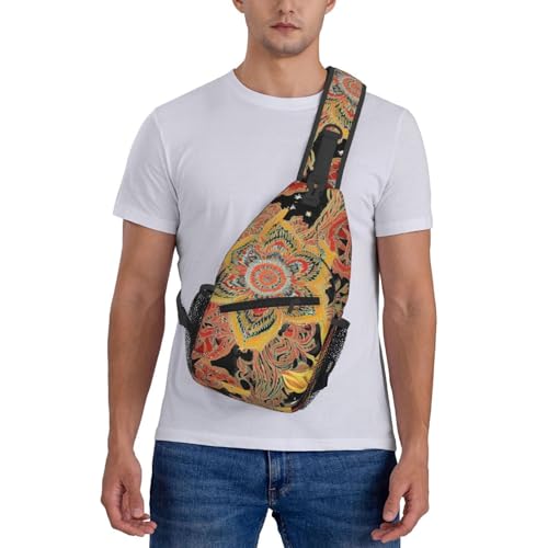 Mochila bandolera de tela africana para senderismo miniatura 7