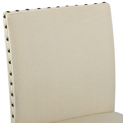 Gotminsi Nailhead 24 Inches Counter Height Stools Upholstered Bar Stools With Solid Wood Legs, Set Of 2 (Beige) #TOP7