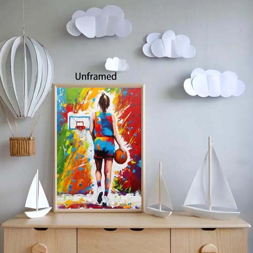 Image of Frimeeme Basketball Canvas Wall Art, 4pcs 8x10in Unframed