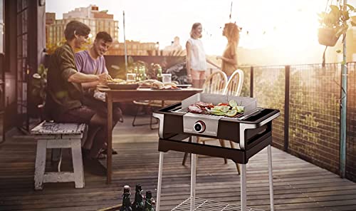 Foto von SEVERIN SENOA DigitalBOOST S Elektrogrill mit Untergestell, Standgrill mit schnellem Grillstart bis 500 °C, Balkon Grill mit SafeTouch-Oberfläche, Edelstahl/Schwarz, PG 8118