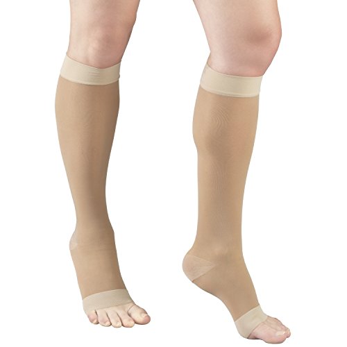 Truform Sheer Compression Stockings, 15-20 Mmhg, Women's Knee High Length, Open Toe, 20 Denier, Nude, X-Large #TOP3