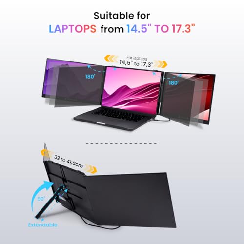 Image of X Nomad X4 Pro Max 15.3 Inch Portable Triple Screen, Single Cable Connection, 1920x1200 WUXGA, 16:10, Anti-Glare Matte, 1000:1 Contrast Ratio, 300nits