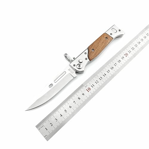 HUAAO Manually Operated Button-lock Knife，Men's Folding Pocket Knife，440C Blade Wood Handle (AK47) by HUAAO - Image 7