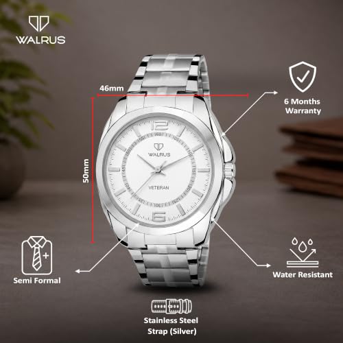 Image of Walrus Polo VIII Series Stainless Steellic Wristwatch for Men Stylish Analog Design, Professional & Casual Use, Men's Wrist Watch for Gift