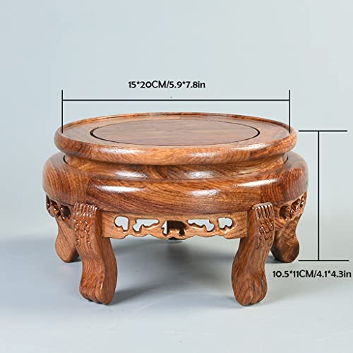 Houten Vaas Aquarium Bloem Bonsai Basis Palissander Houtsnijwerk Hoge Basis Ronde Aquarium Vaas Basis Woondecoratie Ornamenten Display Stand Basis (Size : A) () - Afbeelding 3