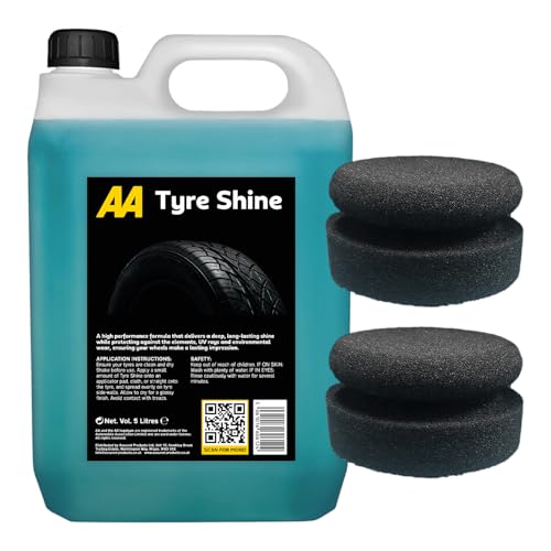 AA Tyre Shine 5 Litre with 2 x Applicator pads (Black), Deep Shine, UV Protection