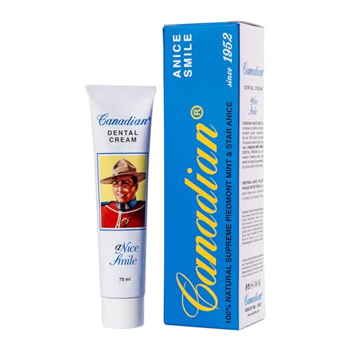Canadian Dental Cream, Anice Smile, 75 ml, Dentifricio Sbiancante e Anti-Tartaro, Protezione Smalto, Alito Fresco, Igiene Orale Completa