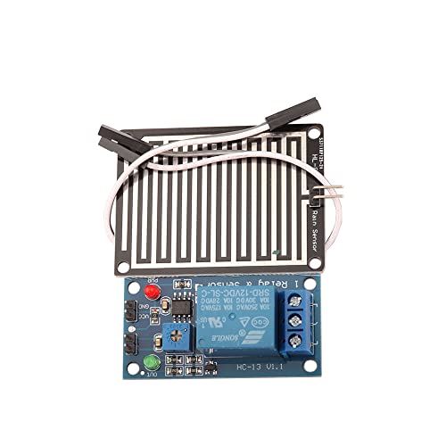 1 unidad de 12 V con sensor de lluvia de gotas de lluvia de 12 V, interruptor de relé de alimentación, tablero de control, monitor de clima y sensor de humedad para