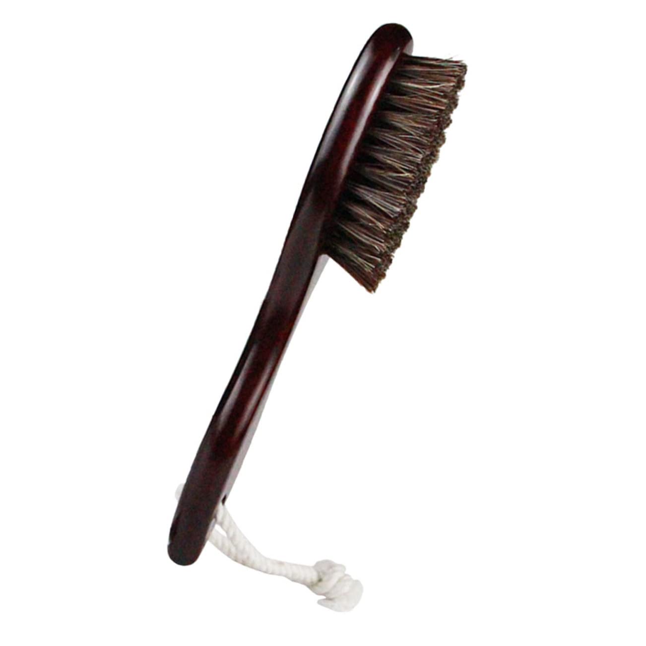 SOESFOUFU Natural Wood Handle Vented Hair Brush Tangle Brush Beard Brush Men's Face Cleaning Brush Curved Shaving Brush Wool Brush (dark)