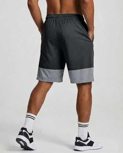 Image of Real Essentials 5 Pack: Men's 9 inch Mesh Shorts - Athletic Gym, Workout, Basketball, Running, Casual Lounge Activewear Pockets