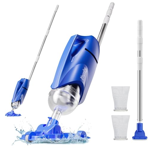 **2025 Upgraded Handheld Pool Vacuum Cleaner for Above Ground & Inground Pools - Cordless Pool Cleaner w/18.5GPM Suction, Telescoping Pole(20-69in), 2 Brush Heads - Ideal for Spas & Hot Tubs**