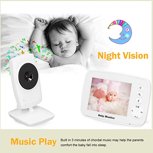 Monitor de bebê Com Vídeo, Monitoramento de Temperatura Integrado, Streaming de Música Sem Fio, Moni