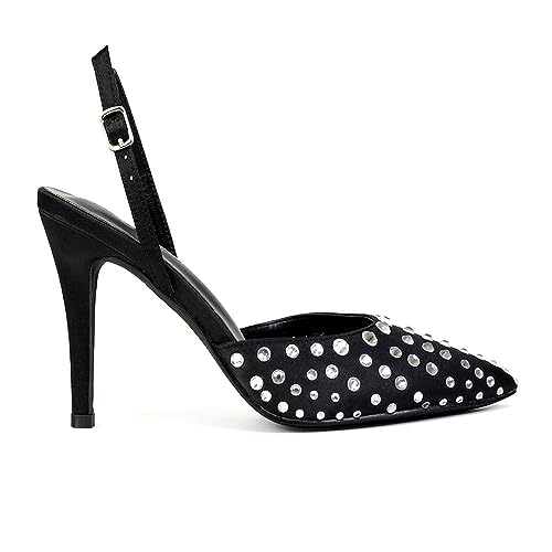 Chaussures de mariée confortables stiletto talons hauts satin brillant pointe taille 3-8