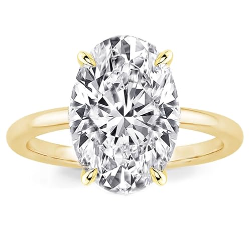 1.5CT/3.5CT/5.5CT Elongated Oval Cut Engagement Rings for Women,Simulated Diamond Promise Ring,925 Sterling Silver 18K Yellow Gold Plated Ring