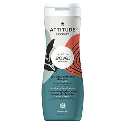ATTITUDE Natural Nourishing Shampoo for Coily & Curly Hair, With Repairing Shea Butter, Residue-Free & Biodegradable, Orange Blossom, 16 Fl. Oz. (11098)