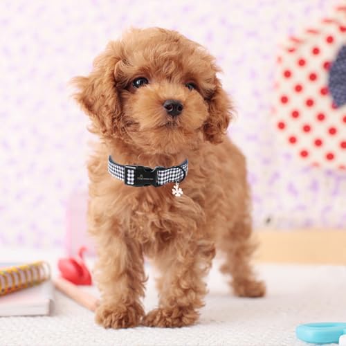 ARING PET Hundehalsband, Kariertes Hundehalsband mit Schnellverschluss aus Kunststoffschnalle, Bequemes Halsband aus Baumwolle für Jungen und Mädchen Hunde