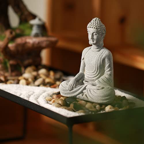 Estatua de Buda y 2 Lámparas Japonesas Pagoda para Jardín Zen miniatura 6