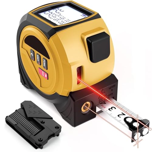Uadme Cinta Métrica Laser, 3 en 1 Medidor Laser Distancia 40m con Cinta Metro 5m, Unidad M/in/Ft, para Distancia Area Volumen y Medición Pitagorica