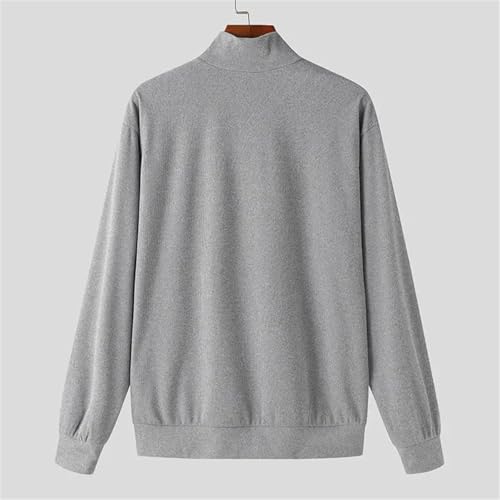 Men Turtleneck Pullover Sweaters Casual Solid Color Long Sleeve Loose Pullover Knitted Sweaters4