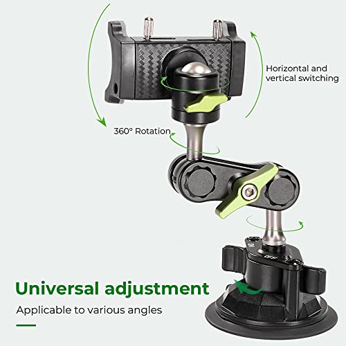 BNGXR Universal Ball Head Arm for Phone, 2023 Upgrade Adjustable Car Mobile Phone Holder Outdoor Travel Self Driving Sucker Bracket, Suitable for Car Dashboard Windshield Vent (UBA01-B)