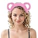 Wittocs Pink Bear Ears Headband Plush Bear Ear Headwears for Women Girls Makeup Headband Cute Fashion Fluffy Soft Face Washing Headbands New Year Christmas Valentines Day Hair Hoop