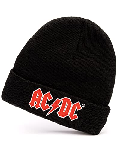 AC/DC Bonnet unisexe en laine tricotée noir pour homme et femme taille unique